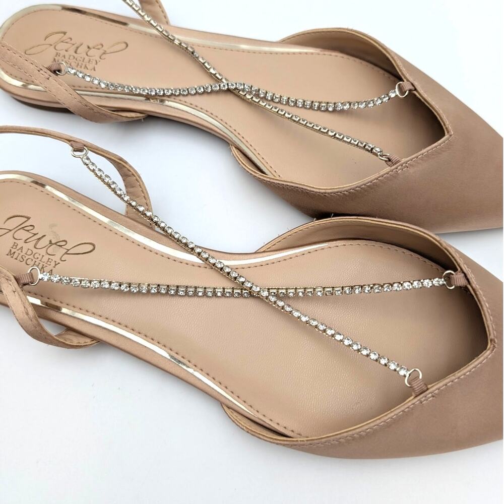 Jewel Badgley Mischka Alanna Ballet Flats Women's Almond Nude Size US9M EU40 - Picture 11 of 11